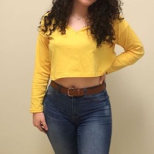 Yellow long sleeve crop top